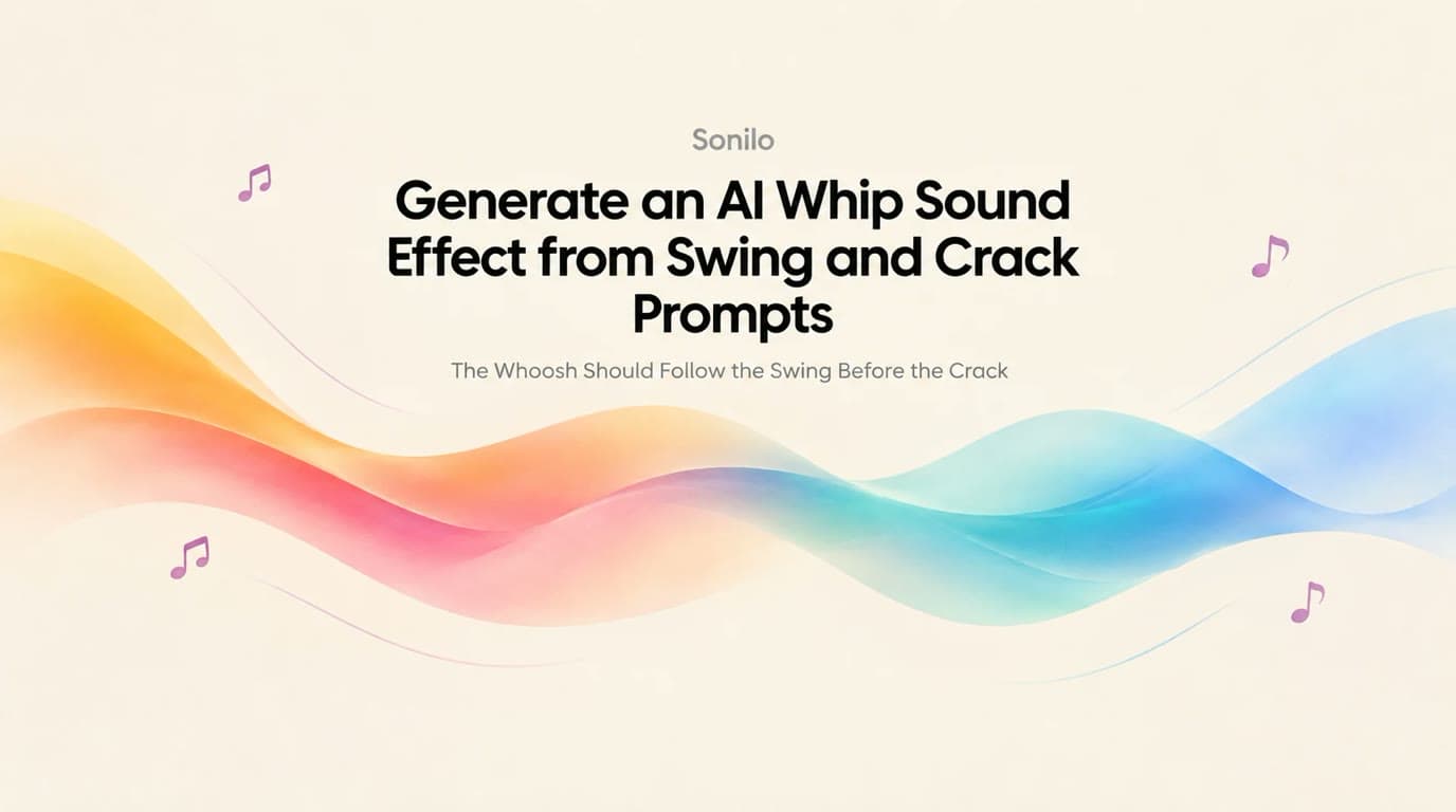 Generate an AI Whip Sound Effect from Swing and Crack Prompts — Sonilo cover
